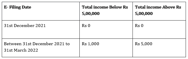 Late filing fee details